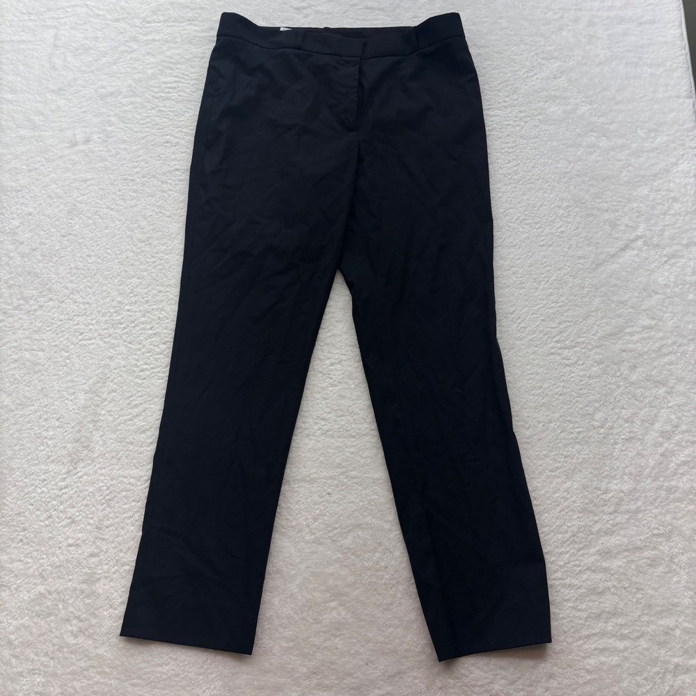The Row Navy Blue Virgin Wool Straight Leg Trousers Pants Size 10 Made in USA